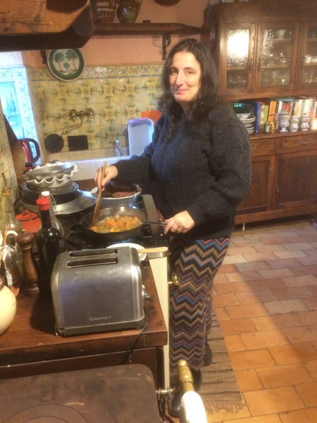 Claudia Rizza preparing lunch.