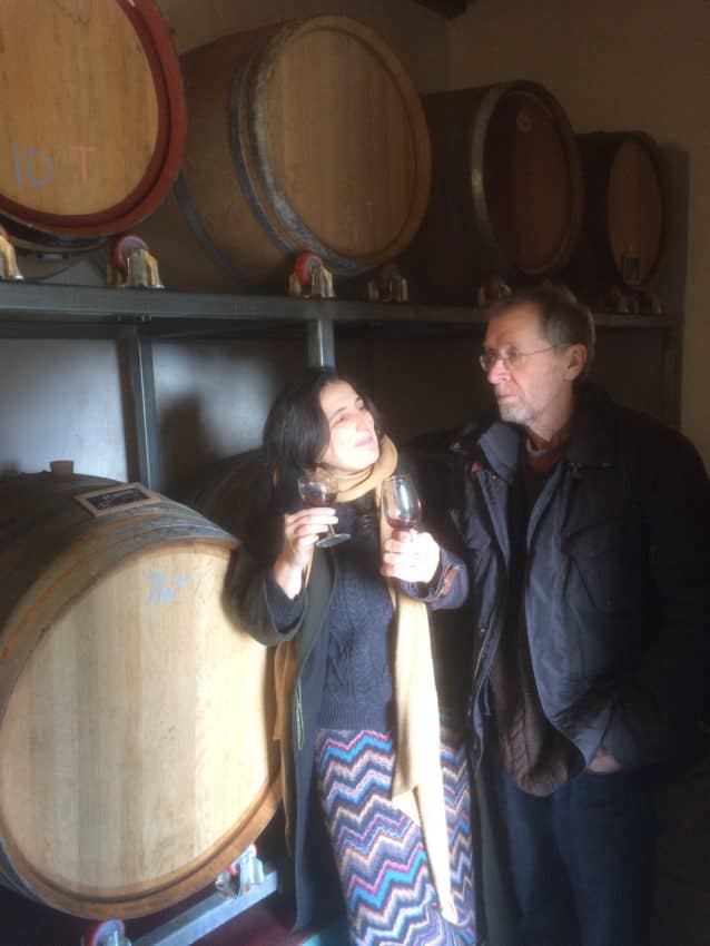 Claudia and Ev in their barrel room. 