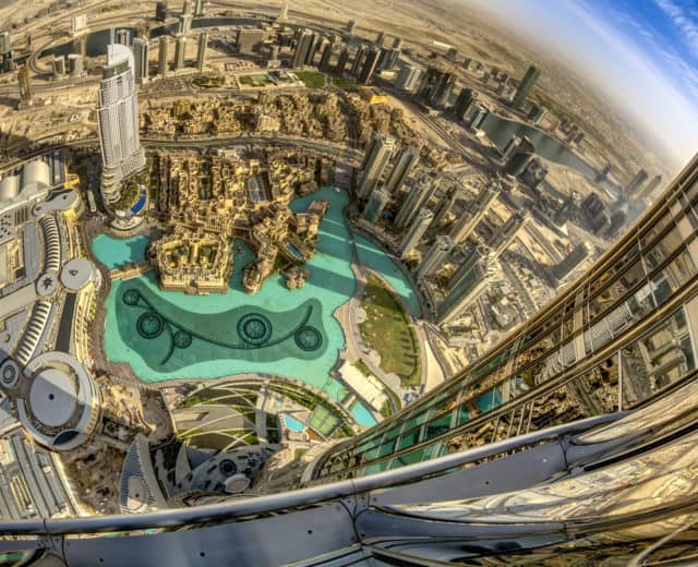 The view from the 2,720-foot Burj Khalifa, the highest building in the world. Visit Dubai photo