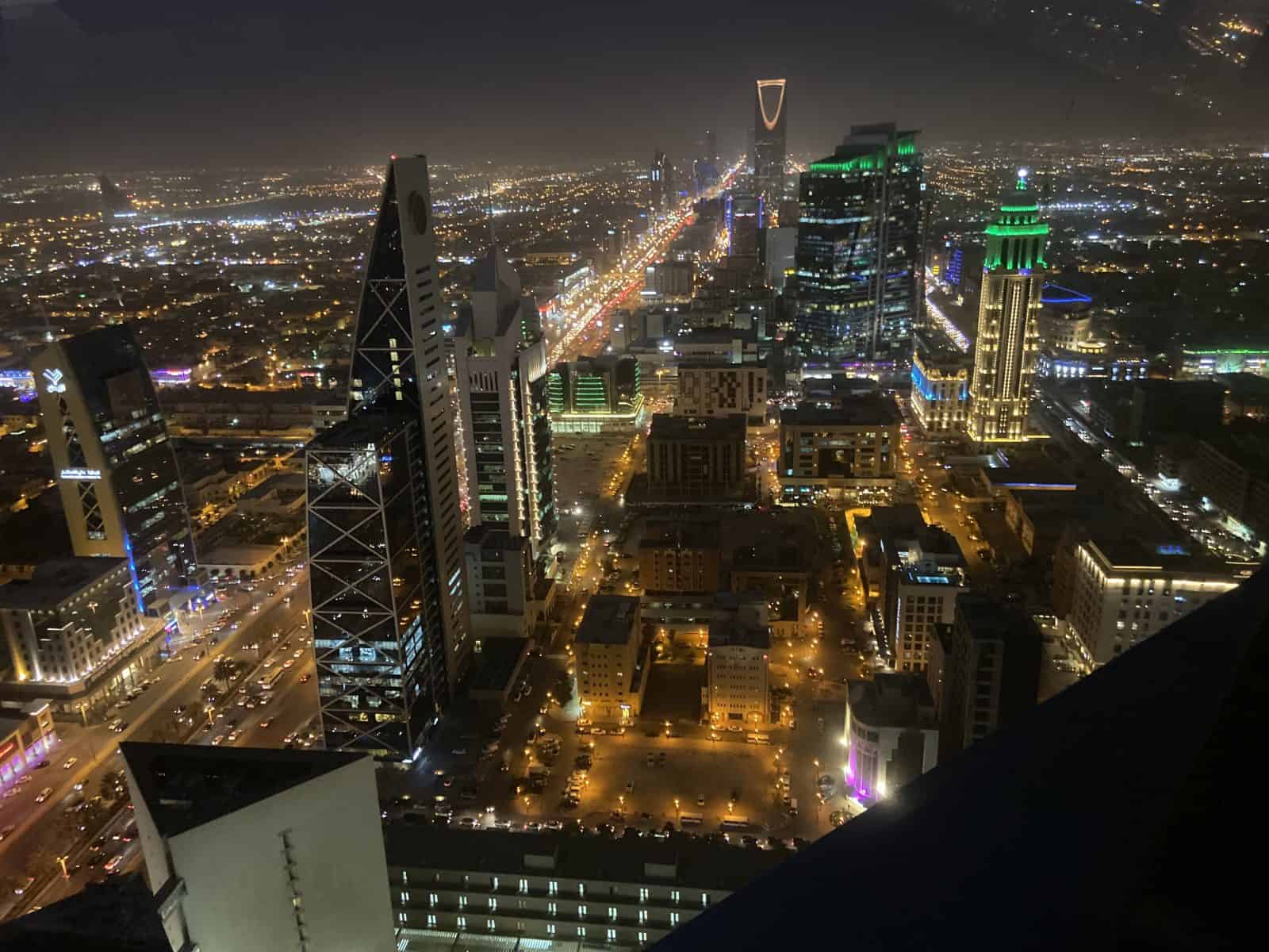 The view from atop the Al Faisaliah Centre in Riyadh, Saudi Arabia.