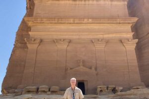 Me in front of one of Madain Saleh's 131 tombs left over from the Nabataean Civilization 2,000 years ago.