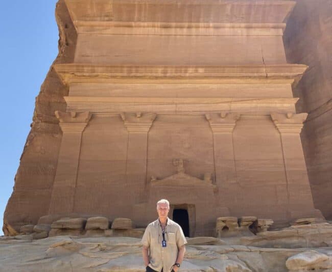 Me in front of one of Madain Saleh's 131 tombs left over from the Nabataean Civilization 2,000 years ago.