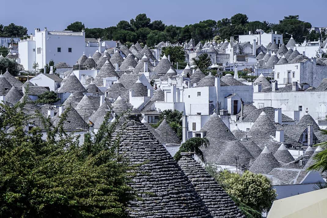 Alberobello is famous for 1,500 trulli, small, pointed-roofed houses used by farmers up to the 14th century