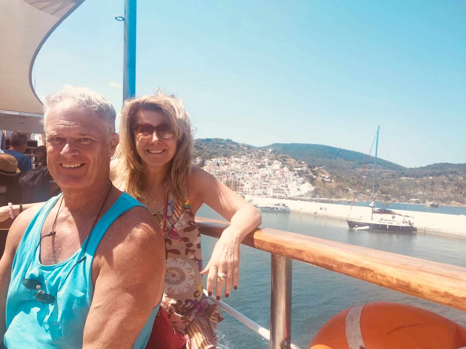 On the Greek ferry between Skiathos and Skopelos.