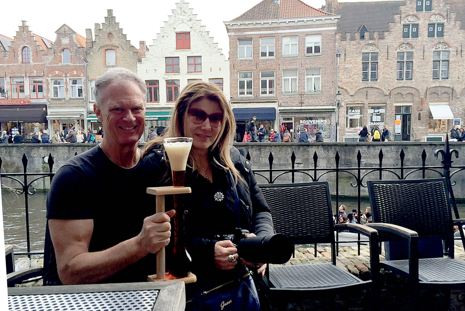 Me and Marina at 2be Beer Wall in Bruges, Belgium.