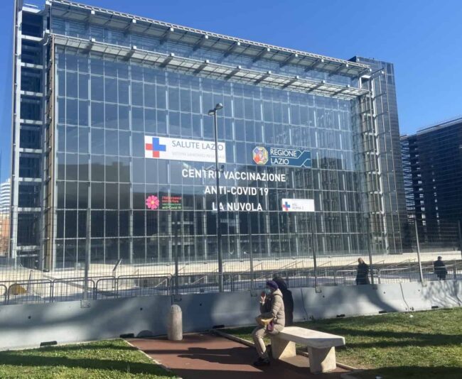 La Nuvola, the award-winning convention center where I got vaccinated. Photo by John Henderson