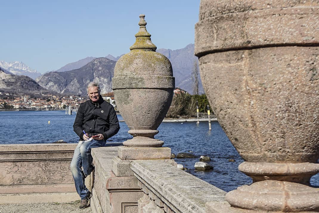 Me taking notes on Bella Isola on Lake Maggiore. Bella Isola is one of my Underrated Italian Towns 2023.