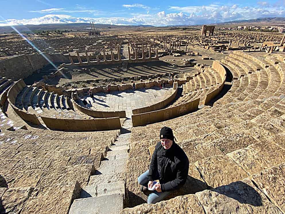 Me at the amphitheater in Timgad, one of 300 cities Ancient Rome built in Algeria.