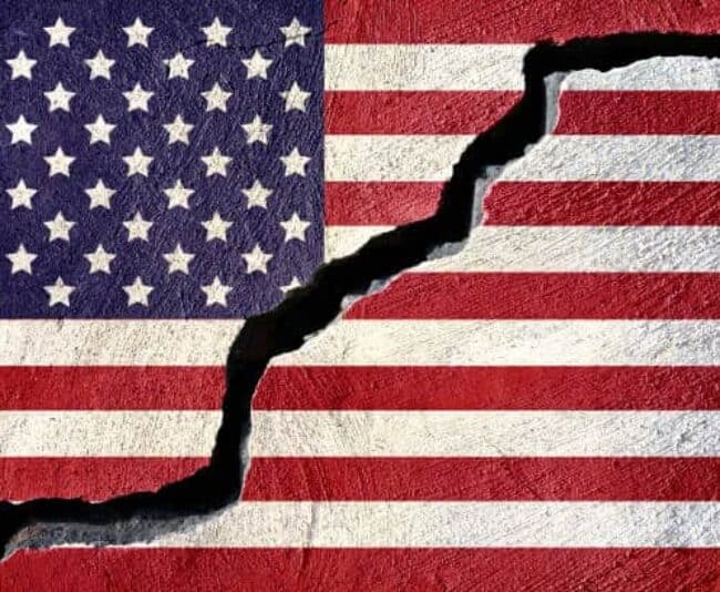 Concept american flag on cracked background