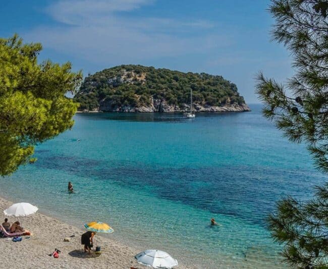 Stafilos Beach graces the southeast end of Skopelos. 