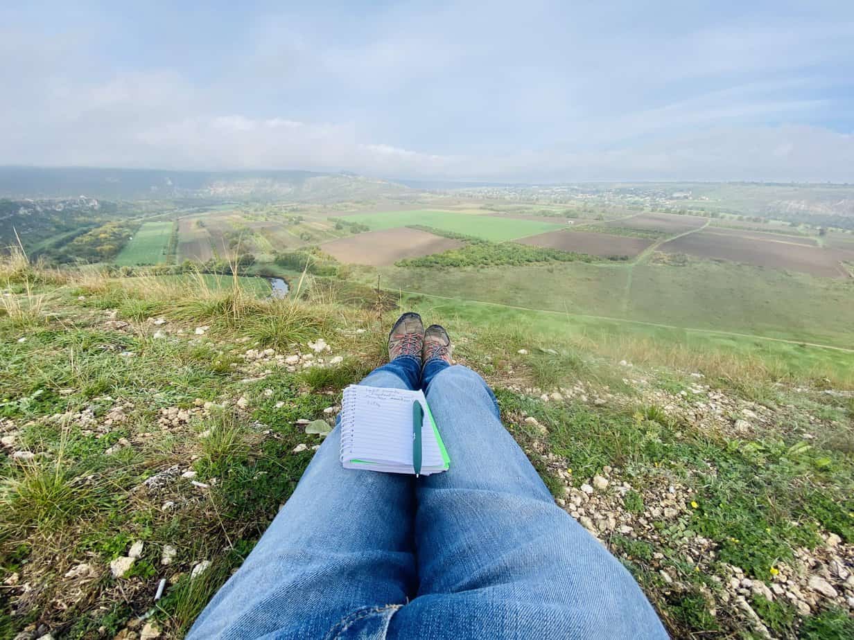 Me taking a rest atop a ridge above the village of Butuceni.