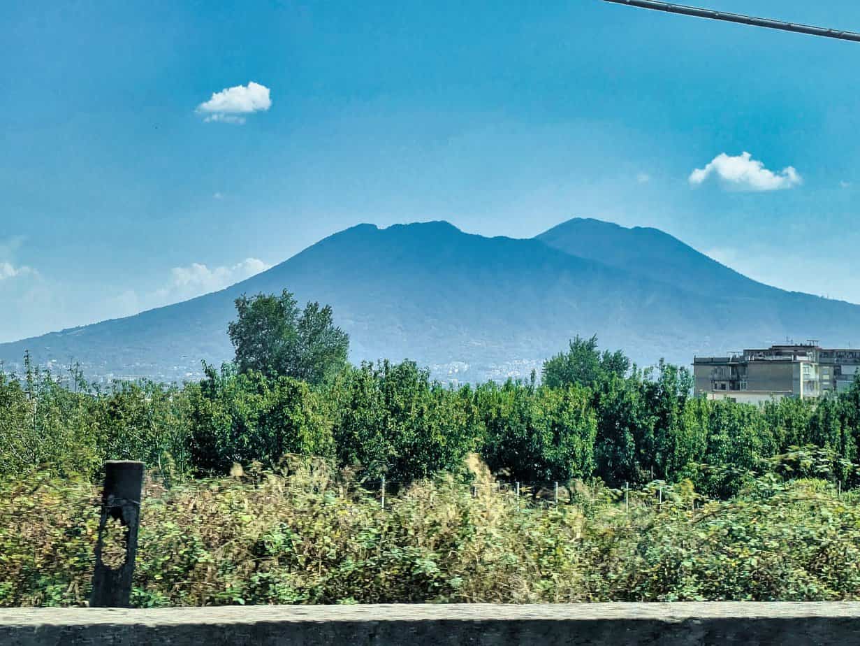 View of Mt. Vesuvius from the 10-hour train ride from Rome to Taormina, Sicily. 