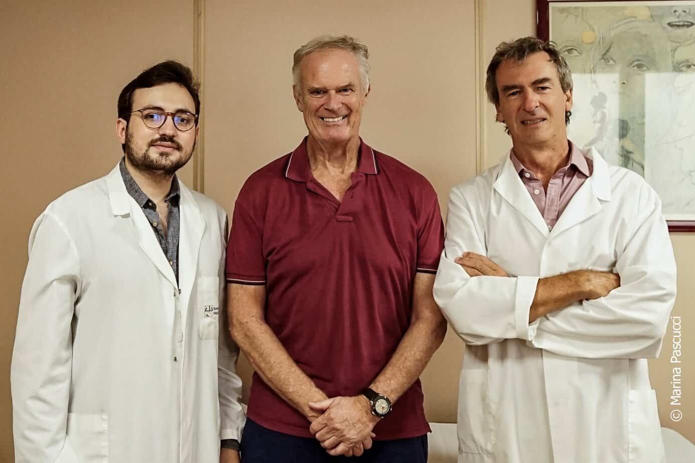 Me with my surgeon, Nicola Santori, right, and his assistant, Salvatore Tecce, part of the Italian healthcare system.