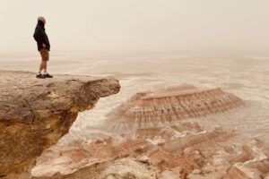 Me on Crocodile Rock above Yangykala Canyon. 