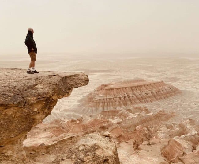 Me on Crocodile Rock above Yangykala Canyon. 