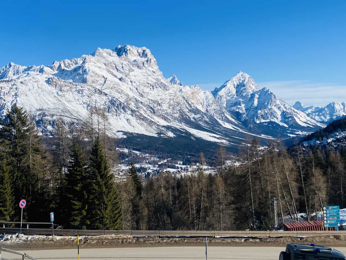 The view we reporters get between the skiing competition and the press room.