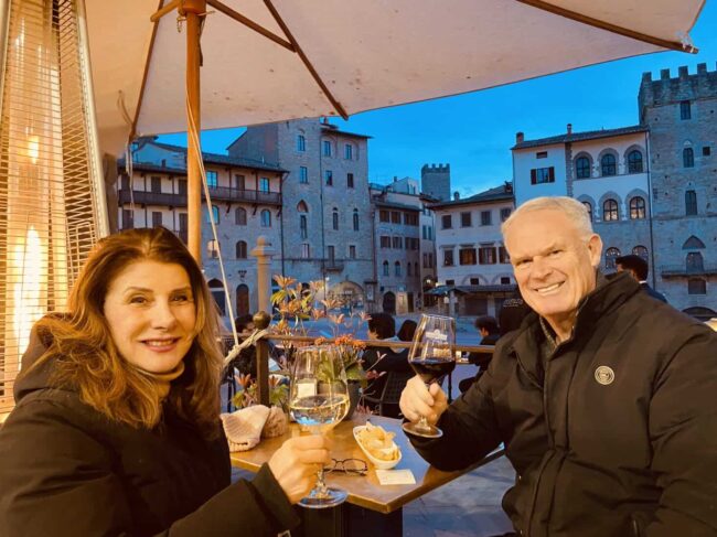 Marina and I at Vasari Cafè on Piazza Grande.