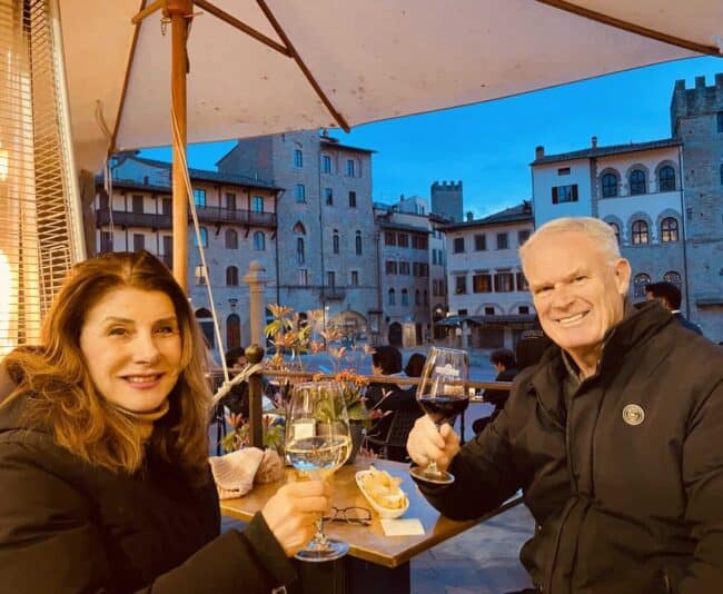 Marina and I at Vasari Cafè on Piazza Grande.