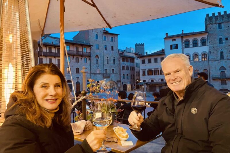 Marina and I at Vasari Cafè on Piazza Grande.