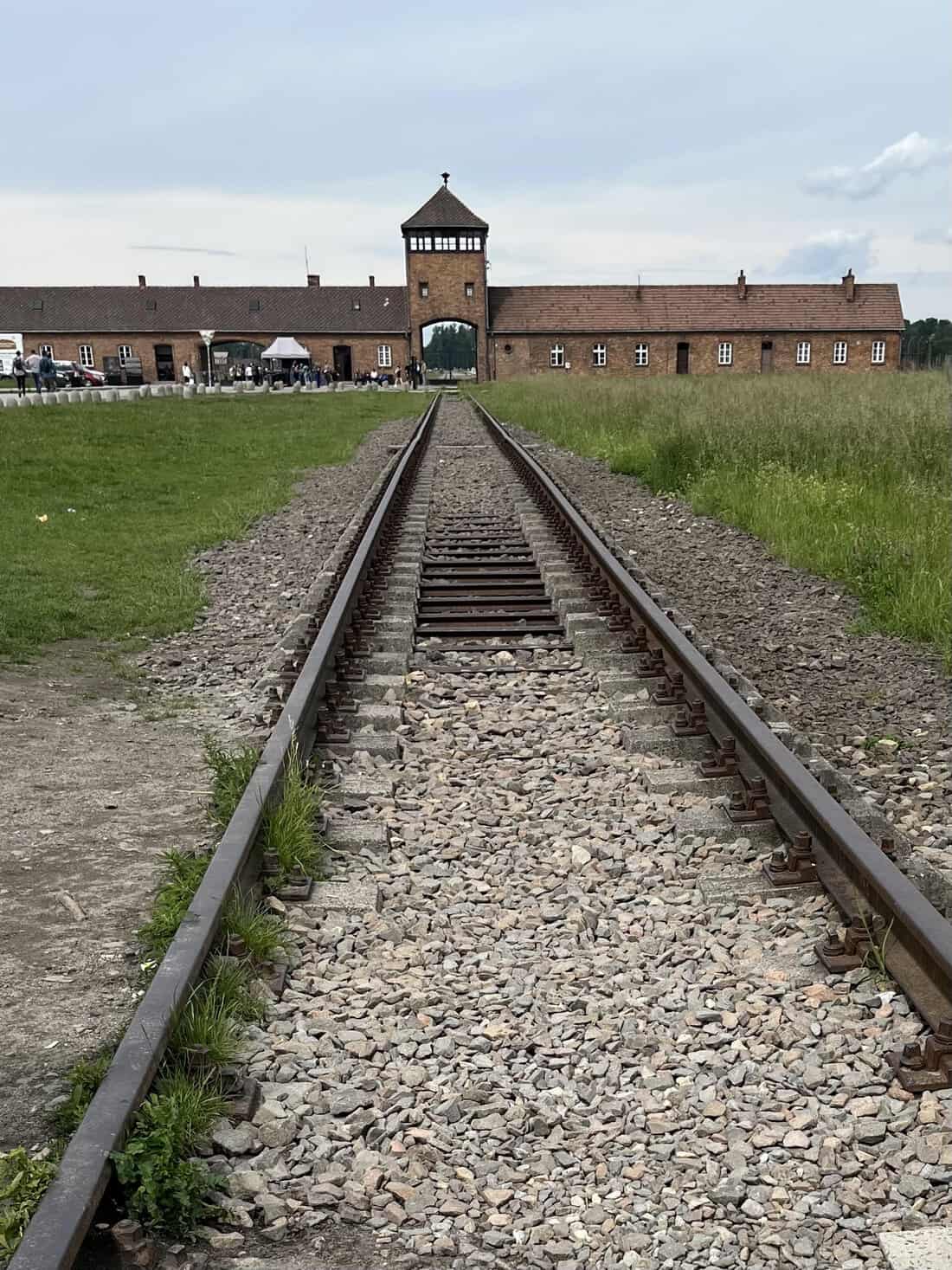 The entrance to Auschwitz II at Birkenau, shown prominently in "Schindler's List."
